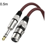 Resim 0.5m Kırmızı Ve Siyah Net Trs 6.35mm Erkek - Caron Kadın Mikrofon Xlr Denge Kablosu 