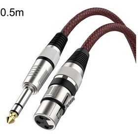 Resim 0.5m Kırmızı Ve Siyah Net Trs 6.35mm Erkek - Caron Kadın Mikrofon Xlr Denge Kablosu 