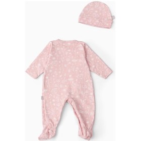 Resim Boumini Bebek Patikli Tulum Şapka Set Bahar Çiçekli Pembe-pembe Pembe 