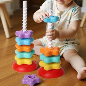 Resim Gökkuşağı Yıldız Döner Kule Oyuncağı Çocuklar İçin - Renkli, Yuvarlanan Yıldız ve Daire Desenli, 1-5 Yaş Çocuklara Motor Becerileri Geliştirici Eğitim Hediyesi, 1'den 5 yaşa kadar Plastik Üstüste Takma Oyunu ile (Pembe/Sarı/Mor), Oyunlar, Erken Çocukluk Kaynakları, Duyusal Oyun, Eğitici Oyunlar, Çocuk Bakımı, Rol Yapma Oyunu, Anaokulu, Çocuk Bakımı için Gerekli Malzemeler, Gevşek Parçalarla Oyun, Renk Ayırma 