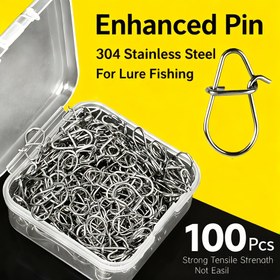 Resim 100 Adet Ağır Hizmet Tipi 304 Paslanmaz Çelik Balıkçılık Çıtçıtlar - Korozyona Dayanıklı Hızlı Kilitli Döner Kancalar, Tatlı/Tuzlu Su Ekipmanları İçin Serbest Bırakma Sistemi (100 adet) Yem Avcılığı Ekipleri için Uygun 
