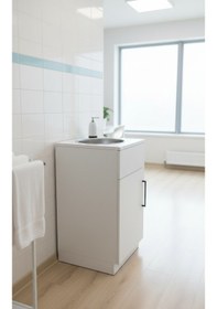 Resim Tekerlekli Taşınabilir Seyyar Lavabo Beyaz 