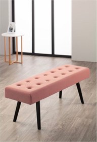 Resim ASELYA HOME Ahşap Ayaklı Düğmeli Puf & Bench Kapı Önü Modern 90cm 