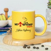 Resim Veteriner Tasarımlı İsimli Sarı Kupa Bardak 