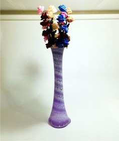 Resim Uzun Derin 60 Cm Çatlatma Mor Cam Vazo 7 Renk Uzun Gül 