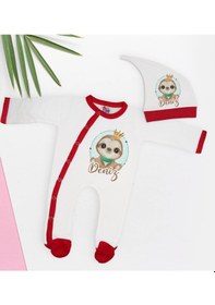 Resim Bk Kids Kişiye Özel Bebek Kıyafeti, Bebek Giyim Hediyesi, Tulum Zıbın Ve Kukuletalı Şapka Seti-15 Çok Renkli 