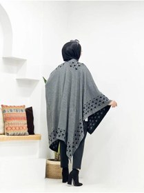 Resim 02Lady Fashion kadın çift taraflı kullanılabilen desenli triko şal panço 