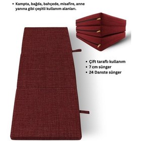 Resim Bordo Katlanır Sünger Misafir Yer Yatağı Ve Balkon Minderi 7cm Bordo 