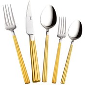 Resim Jumbo 12 Kişilik 60 Parça Mat Altın Çatal Kaşık Bıçak Takımı 5300 