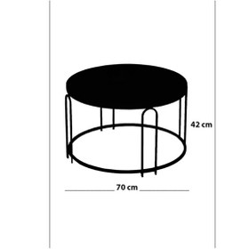 Resim Lenka Açık Ceviz Ahşap Zigon Orta Sehpa Takımı Yuvarlak Siyah Metal 3+1 - Lenka-zigonorta-siyah Açık Ceviz 
