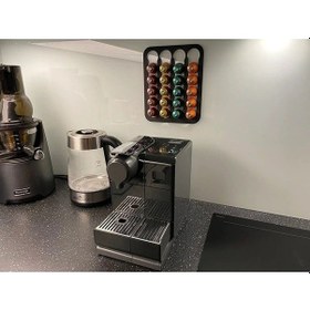 Resim Nespresso Ve Starbucks Uyumlu Duvar Tipi Kapsül Kahve Standı Siyah 