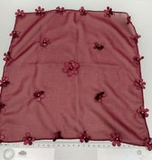 Resim Limelia Bordo Çiçek Desenli Lüx Halay Mendili 10 Adet 