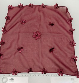 Resim Limelia Bordo Çiçek Desenli Lüx Halay Mendili 10 Adet 