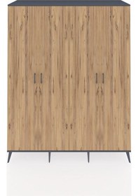 Resim Kronos Gardrop 4 Raflı 4 Kapaklı 4 Askılı 176x59x221 Antrasit-çam/aytaşı Beyaz 