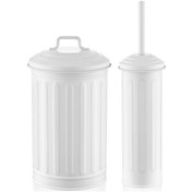 Resim The Mia Çöp Kovası & Tuvalet Fırçası Seti Beyaz 