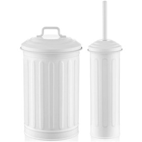 Resim The Mia Çöp Kovası & Tuvalet Fırçası Seti Beyaz 