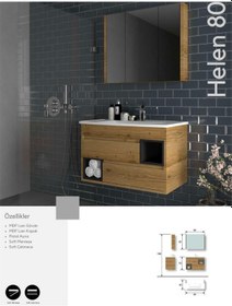 Resim Evros Helen 80 Cm Banyo Dolabı Kahverengi 