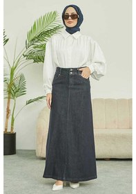 Resim 2254-denim Klasik Etek Füme Füme 