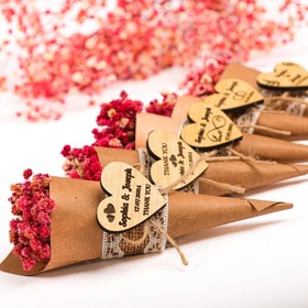 Resim Kişiye Özel Mıknatıslı Mini Buket Düğün Hediyesi, Kına Hediyeleri, Ahşap Etiketli Nikah Hediyeleri 