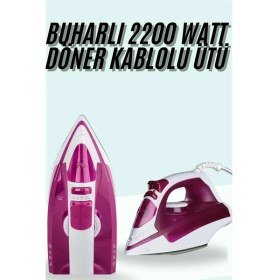 Resim Buharlı Ütü 2200 Watt Seramik Tabanlı Taşınabilir Kablolu Ütü 