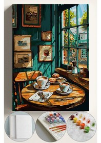 Resim Sayılarla Boyama Seti Numaralı Tuval Fırça Boya 40x50 Cm - Kahveci 