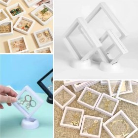 Resim Buffer® 11X11CM Standlı 3D Takı Ziynet Hatıra Koleksiyon Saklama Kutusu Şeffaf Film Çerçevesi 