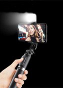 Resim gaman Siyah Kablosuz Kumandalı Telefon Selfie Çubuğu Ayaklı Tripod Bluetooth Kumandalı Led Işıklı 