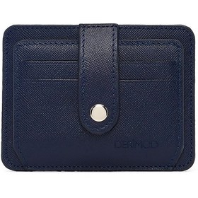 Resim Men's Navy Leather Cardholder 