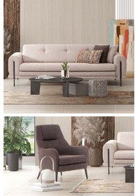 Resim Modalife Salda 3+1 Salon & Oturma Odası Koltuk Takımı Krem - Kahve 