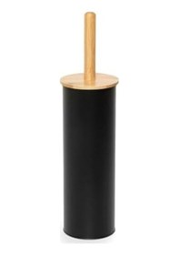 Resim Ayaklı Tuvalet Fırçası - Paslanmaz Çelik Gövde, Doğal Bambu Sap Ve Kapak, Hijyenik Ve Şık Wc Klozet Fırçası, Zemin Standlı Dayanıklı Tuvalet Fırçası Siyah Siyah 
