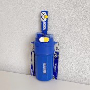 Resim Shun Shop Göz Termos Kupası, Çift Içecek Kayışı Su Kupası, Iyi Görünümlü Öğrenci Spor Kupası, Dışarı Çıkarken Uygun Seyahat Kupası (Yurt Dışından) 