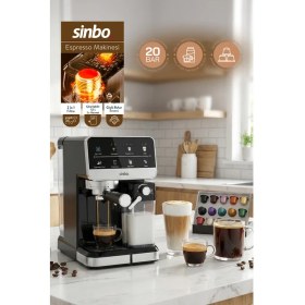Resim Sinbo Espresso Cappucino Latte 20 Bar Profesyonel Otomatik Espresso Makinesi, Süt Köpürtücülü, Kapsül Kullanım Aparatı, 6 Farklı Kahve Seçeneği, Dokunmatik Ekran SCM-2996Pro 