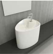 Resim Bocchi Etna Tezgah Üstü Monoblok Lavabo Batarya Banklı P Beyaz 