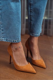 Resim Vanessa Açık Taba Süet Sivri Burun Kadın Stiletto 