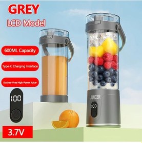 Resim Topshop1 Led Gri Taşınabilir Meyve Sıkacağı 12 Bıçaklı Güçlü Motor 600ml Dijital Ekran 