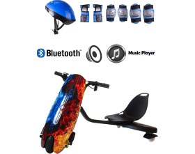 Resim Citymate Drift Car Bluetooth Hoparlörlü Graffiti Desenli Drift Scooter Kask-Dizlik Seti Hediyeli 