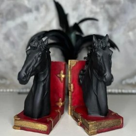 Resim Elegant Horse Bookends, Horse Bookends Decor, Horse Head Bookshelf Decor, Stylish Bookends Gift, Polyester Bookend Set,Horse Statue Bookends - Object-5 