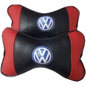Resim Volkswagen Kırmızı Papyon Deri Boyun Yastığı 