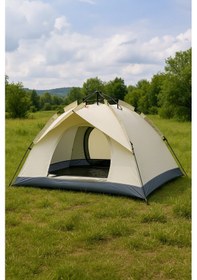 Resim Auhma Outdoor Ac6634 Otomatik Kamp Çadırı Krem 200x150x120 Cm Çift Katmanlı Su Geçirmez 3 Saniyede K 