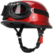 Resim Retro Motosiklet Kaskı Gözlüklü - ABS Kabuk Boş Zaman Açık Hava Sürüş Kaskı, Hızlı Açma Kayışı, Unisex, Silinebilir, Çoklu Boyutlar 
