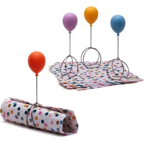 Resim 4 Renkli Balon Şekilli Havlu Halkaları Seti - Masa Süsleri, Paskalya Peçete Tutucuları, Doğum Günü Parti Süsleri ve Yemek Aksesuarları, Parti Masa Süsleri | Eğlenceli Tasarım | Dayanıklı Plastik 