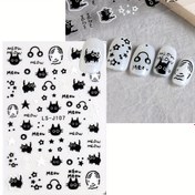 Resim Sevimli Kedi ve Köpek Tırnak Çıkartmaları - Ren'in Grafiti Yapısı ile Star Desenli Şirretikler 