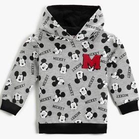 Resim Erkek Bebek Mickey Mouse Lisanslı Pamuklu Kapüşonlu Sweatshirt 