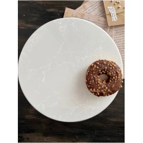 Resim Tekno Trust 27 cm Doğal Mermer Stand, Mermer Kek Pasta Standı, Mermer Sunumluk Anivia Top Ayaklı Beyaz Mermer 1 