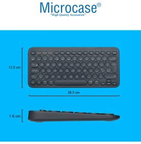 Resim Microcase Tablet Telefon Bilgisayar Için Yuvarlak Tuşlu Bluetooth Kablosuz Klavye Android Ios Windows Uyumlu - AL3048 Siyah 