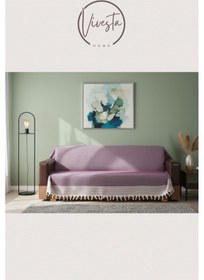 Resim Pamuklu Koltuk Örtüsü 180 210 Cm Leke Tutmaz, Dayanıklı, Modern Tasarım Mürdüm 