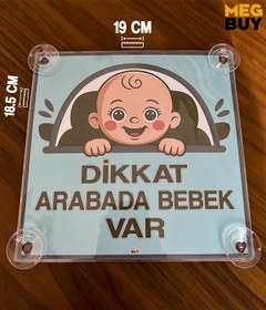 Resim MEGBUY Dikkat Arabada Bebek Var Yazılı Bebek Araba Cam Süsü Oto Aksesuar Vantuzlu 
