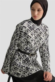 Resim Armine Retro Desen Tunik Beyaz 