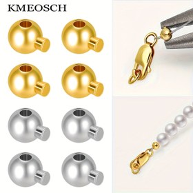 Resim 10 adet/20 adet/50 adet Yuvarlak Sıkma Boncukları, Tıpa Boncukları Boncuk Başlıkları Takı Yapımı için, Ara Boncuklar Metal Boncuk Tıpası Sıkma Uçları Bilezik Kolye Uçları Aksesuarları 