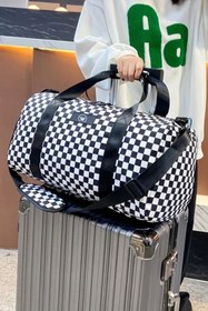 Resim woys 2 Yıl Garantili Siyah Beyaz Kare Desenli Kadın Spor Çantası - GYM Fitness Çantası 